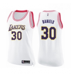 Womens Los Angeles Lakers 30 Troy Daniels Swingman White Pink Fashion Basketball Jersey 