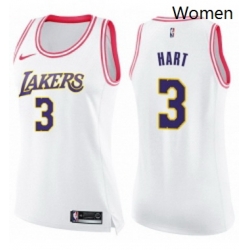 Womens Nike Los Angeles Lakers 3 Josh Hart Swingman White Pink Fashion NBA Jersey 