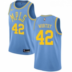 Womens Nike Los Angeles Lakers 42 James Worthy Swingman Blue Hardwood Classics NBA Jersey