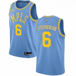 Womens Nike Los Angeles Lakers 6 Lance Stephenson Swingman Blue Hardwood Classics NBA Jersey 