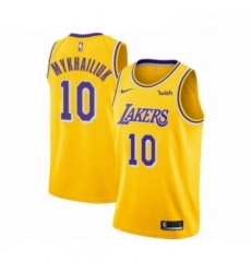 Youth Los Angeles Lakers 10 Sviatoslav Mykhailiuk Swingman Gold Basketball Jersey Icon Edition 