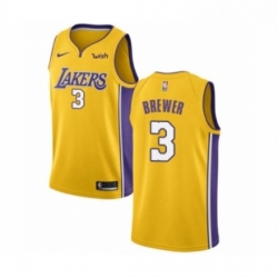 Youth Los Angeles Lakers 3 Corey Brewer Swingman Gold Home Basketball Jersey Icon Edition 