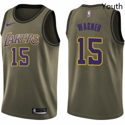 Youth Nike Los Angeles Lakers 15 Moritz Wagner Swingman Green Salute to Service NBA Jersey 