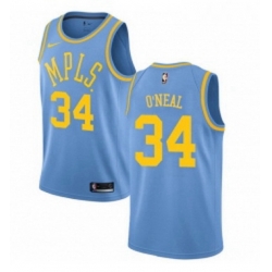 Youth Nike Los Angeles Lakers 34 Shaquille ONeal Authentic Blue Hardwood Classics NBA Jersey