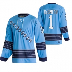 Men Pittsburgh Penguins 1 Casey DeSmith 2022 Blue Classics Stitched jersey