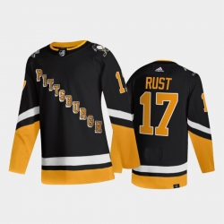 Men Pittsburgh Penguins 17 Bryan Rust 2021 2022 Black Stitched Jersey