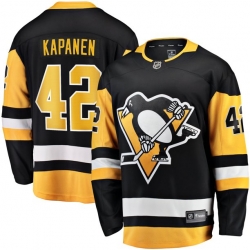 Men Pittsburgh Penguins 42 Kasperi Kapanen  Black Home Stitched NHL Jersey