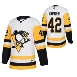 Men Pittsburgh Penguins 42 Kasperi Kapanen  White Stitched NHL Jersey