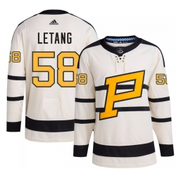 Men Pittsburgh Penguins 58 Kris Letang Cream 2023 Winter Classic Stitched Jersey