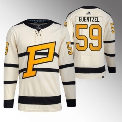 Men Pittsburgh Penguins 59 Jake Guentzel Cream 2023 Winter Classic Stitched Jersey