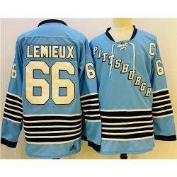 Men Pittsburgh Penguins 66 Mario Lemieux Blue Team Classics Stitched NHL Jersey