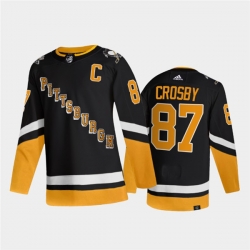 Men Pittsburgh Penguins 87 Sidney Crosby 2021 2022 Black Stitched Jersey
