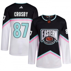 Men Pittsburgh Penguins 87 Sidney Crosby White Black 2023 All Star Stitched Jersey