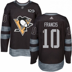 Mens Adidas Pittsburgh Penguins 10 Ron Francis Authentic Black 1917 2017 100th Anniversary NHL Jersey 