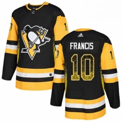 Mens Adidas Pittsburgh Penguins 10 Ron Francis Authentic Black Drift Fashion NHL Jersey 