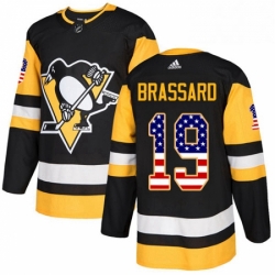 Mens Adidas Pittsburgh Penguins 19 Derick Brassard Authentic Black USA Flag Fashion NHL Jersey 