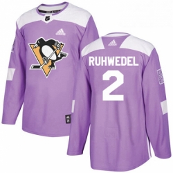 Mens Adidas Pittsburgh Penguins 2 Chad Ruhwedel Authentic Purple Fights Cancer Practice NHL Jersey 