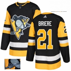 Mens Adidas Pittsburgh Penguins 21 Michel Briere Authentic Black Fashion Gold NHL Jersey 