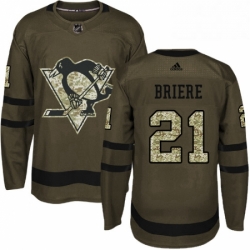 Mens Adidas Pittsburgh Penguins 21 Michel Briere Authentic Green Salute to Service NHL Jersey 