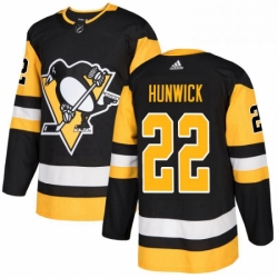 Mens Adidas Pittsburgh Penguins 22 Matt Hunwick Authentic Black Home NHL Jersey 