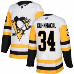 Mens Adidas Pittsburgh Penguins 34 Tom Kuhnhackl Authentic White Away NHL Jersey 