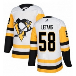 Mens Adidas Pittsburgh Penguins 58 Kris Letang Authentic White Away NHL Jersey 