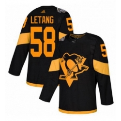 Mens Adidas Pittsburgh Penguins 58 Kris Letang Black Authentic 2019 Stadium Series Stitched NHL Jersey 