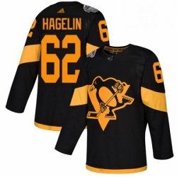 Mens Adidas Pittsburgh Penguins 62 Carl Hagelin Black Authentic 2019 Stadium Series Stitched NHL Jersey 