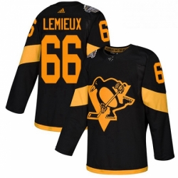 Mens Adidas Pittsburgh Penguins 66 Mario Lemieux Black Authentic 2019 Stadium Series Stitched NHL Jersey 