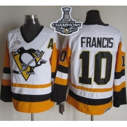 Penguins #10 Ron Francis White Black CCM Throwback 2017 Stanley Cup Finals Champions Stitched NHL Jersey