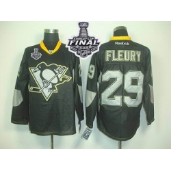 Penguins #29 Andre Fleury Black Ice 2017 Stanley Cup Final Patch Stitched NHL Jersey