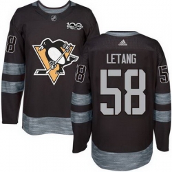 Penguins #58 Kris Letang Black 1917 2017 100th Anniversary Stitched NHL Jersey