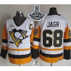 Penguins #68 Jaromir Jagr White Black CCM Throwback 2017 Stanley Cup Finals Champions Stitched NHL Jersey