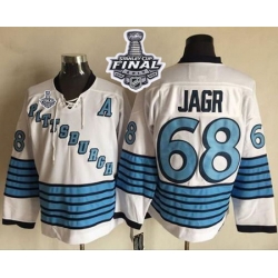 Penguins #68 Jaromir Jagr White Light Blue CCM Throwback 2017 Stanley Cup Final Patch Stitched NHL Jersey