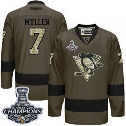 Penguins #7 Joe Mullen Green Salute to Service 2017 Stanley Cup Finals Champions Stitched NHL Jersey