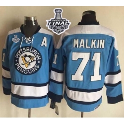 Penguins #71 Evgeni Malkin Blue Alternate CCM Throwback 2017 Stanley Cup Final Patch Stitched NHL Jersey