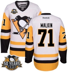 Penguins #71 Evgeni Malkin White Black CCM Throwback 50th Anniversary Stitched NHL Jersey