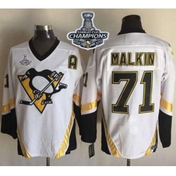 Penguins #71 Evgeni Malkin White CCM Throwback 2017 Stanley Cup Finals Champions Stitched NHL Jersey