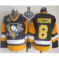 Penguins #8 Mark Recchi Black CCM Throwback 2017 Stanley Cup Final Patch Stitched NHL Jersey