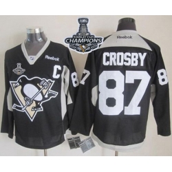 Penguins #87 Sidney Crosby Black Practice 2017 Stanley Cup Finals Champions Stitched NHL Jersey