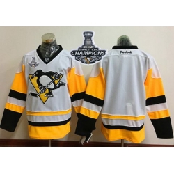 Penguins Blank White New Away 2017 Stanley Cup Finals Champions Stitched NHL Jersey