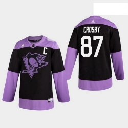 Penguins Sidney 87 Crosby Black Practice Fights Cancer Jersey
