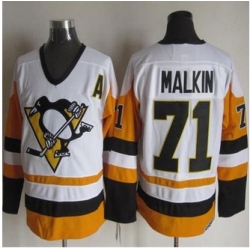 Pittsburgh Penguins #71 Evgeni Malkin White Black CCM Throwback NHL Jersey