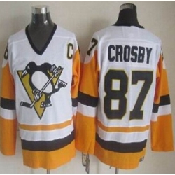 Pittsburgh Penguins #87 Sidney Crosby White Black CCM Throwback Stitched NHL Jersey