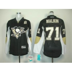 Women Pittaburgh Penguins 71 Malkin black A patch jerseys