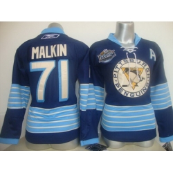 Women Pittsburgh Penguins 71 Malkin 2011 Winter Classic Dark Blue Jersey