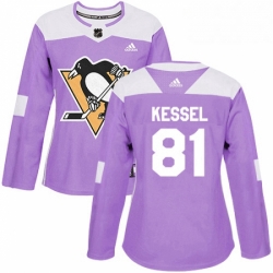 Womens Adidas Pittsburgh Penguins 81 Phil Kessel Authentic Purple Fights Cancer Practice NHL Jersey 