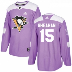 Youth Adidas Pittsburgh Penguins 15 Riley Sheahan Authentic Purple Fights Cancer Practice NHL Jersey 