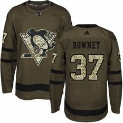 Youth Adidas Pittsburgh Penguins 37 Carter Rowney Authentic Green Salute to Service NHL Jersey 