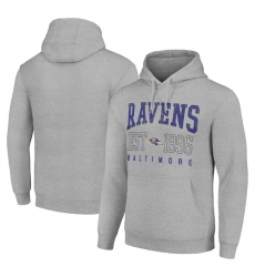 Men Baltimore Ravens Grey Throwback Logo Pullover Hoodie
